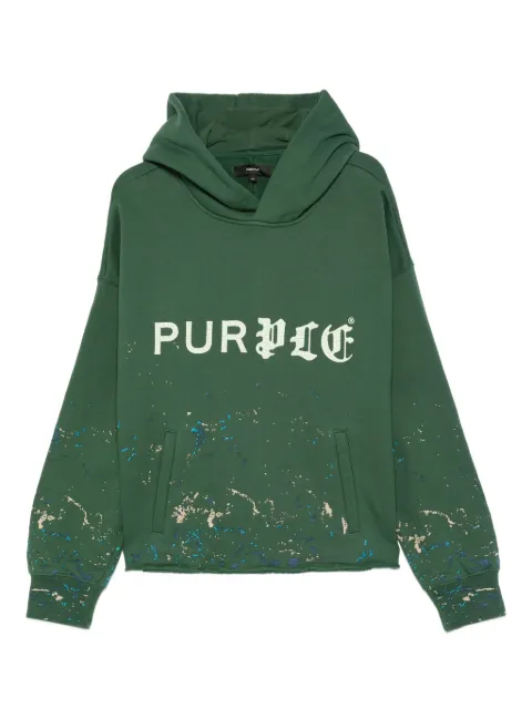 Purple Brand logo-print splatter-effect hoodie Green M4104HFGH