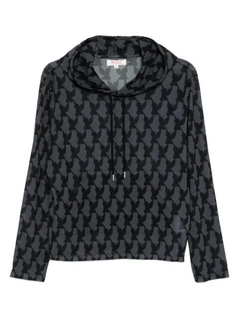 MASU all-over graphic print hoodie Black M25F9CS006