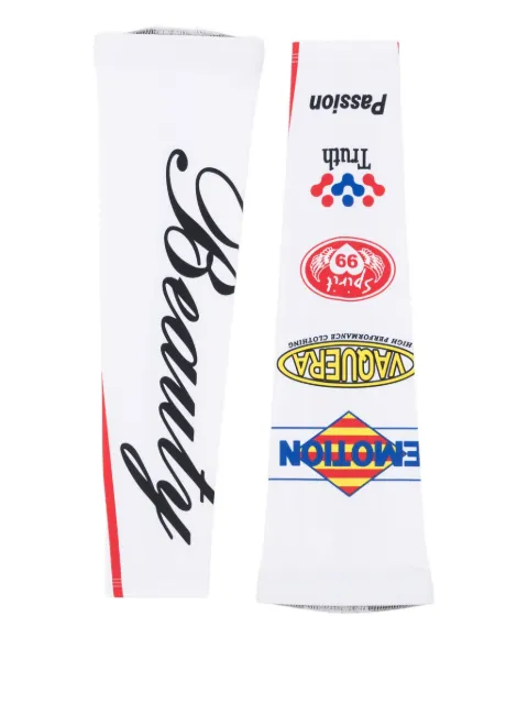Vaquera logo-print arm gloves White VAQ09K103