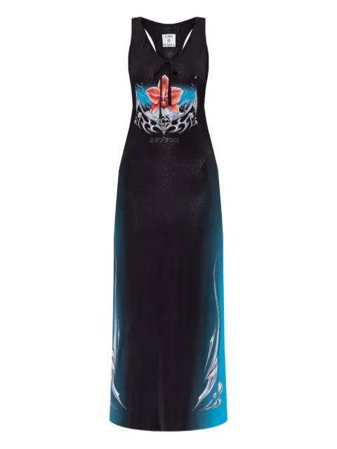 Casablanca Blades Slinky jersey midi dress Black WAW25JDR01501