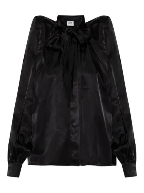VETEMENTS shoulder-pads bow shirt Black WH76BL500B