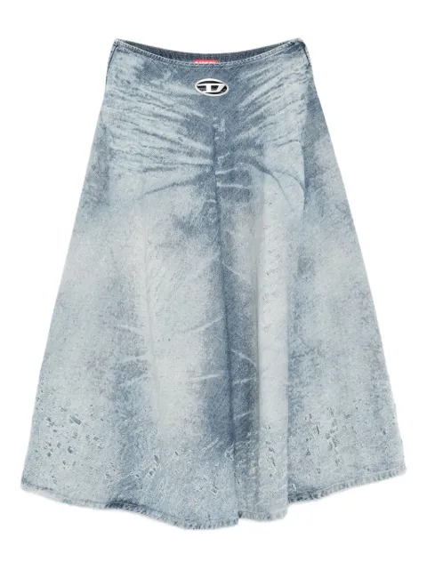 Diesel acid-wash logo-plaque denim midi A-line skirt Blue A21358068TY