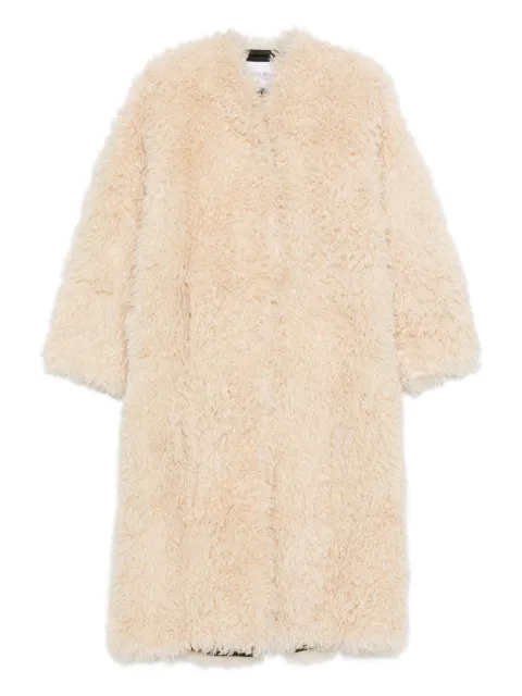 STAND STUDIO long-sleeved faux-fur coat Neutrals 66577942296000