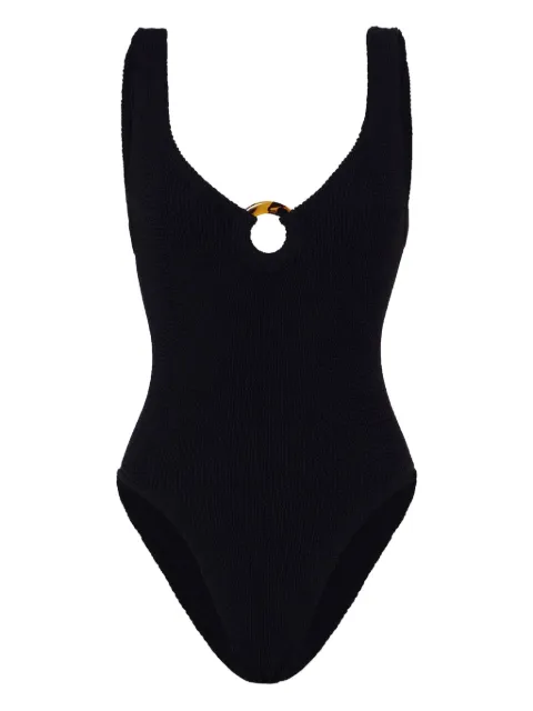 Hunza G Celine ring-detail swimsuit Black HNZGCELBLK