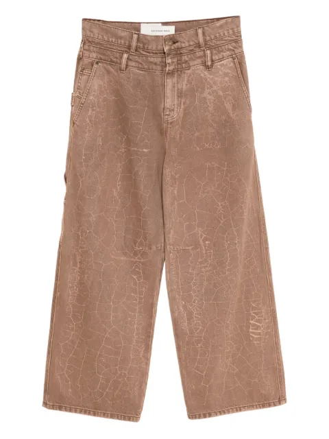Feng Chen Wang crack-print jeans Brown FUF20TR07