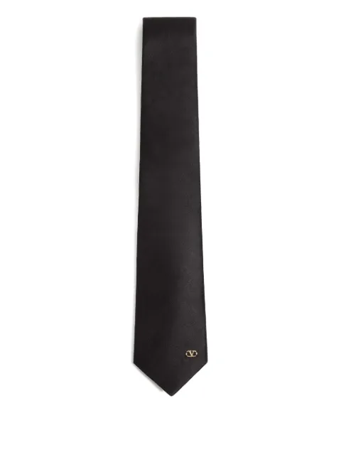 Valentino Garavani Valentie silk tie with VLogo signature detail Black YEV194SVM