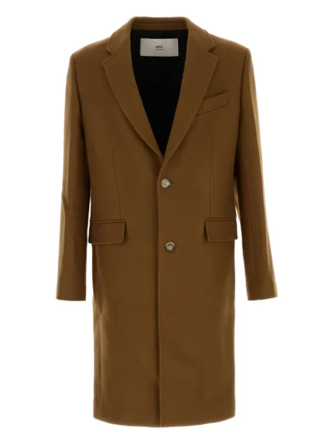 AMI Paris virgin wool single-breasted coat Brown HCO010WV0078