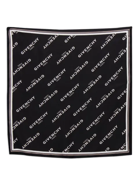 Givenchy logo-pattern silk scarf Black BG00NSG002