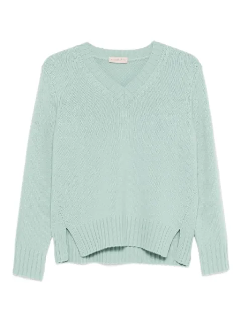 Purotatto V-neck side-split sweater Green 2141509