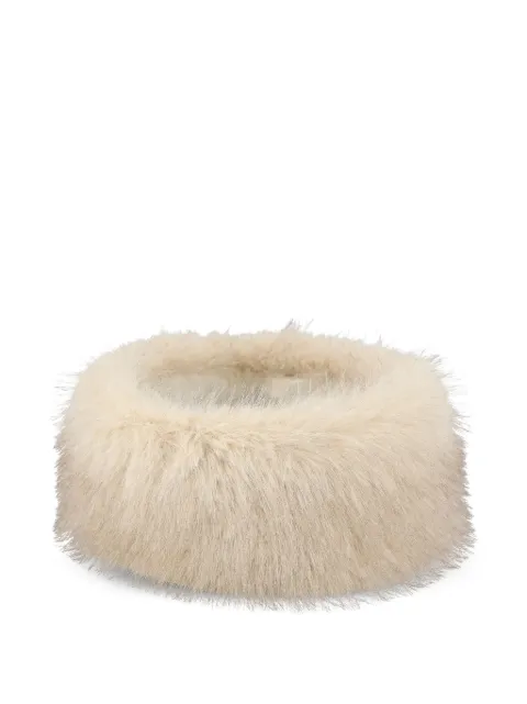 Valentino Garavani faux-fur logo-plaque hat Neutrals WHIA05RAB