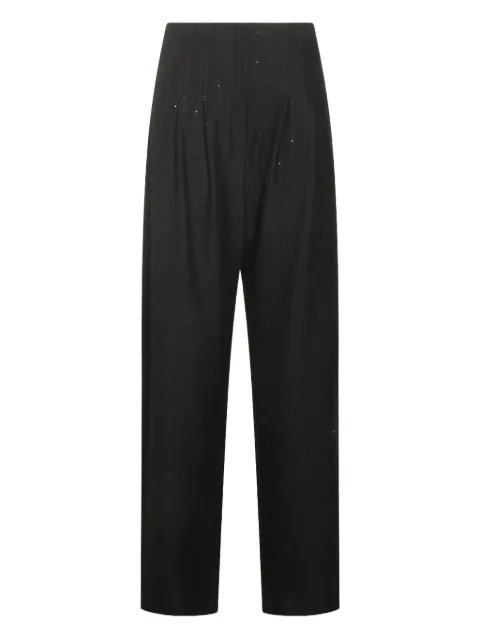 NISSA pleated sequin-detailed trousers Black PS1348BLACK