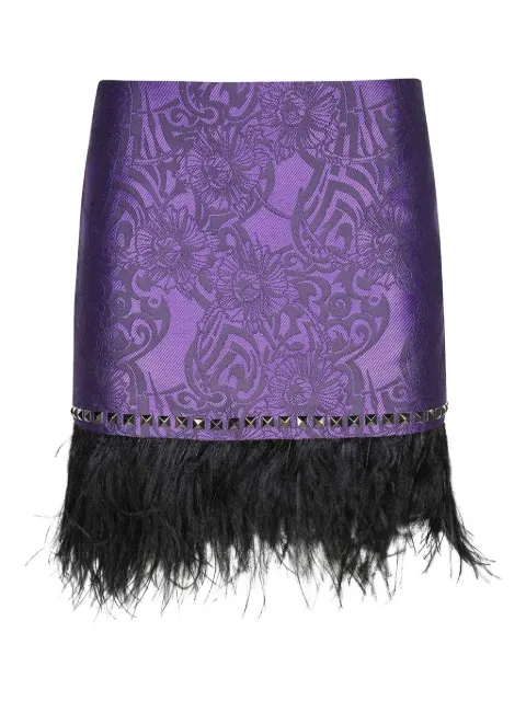 John Richmond jacquard feather-trimmed mini skirt Purple RWP23117MGF7