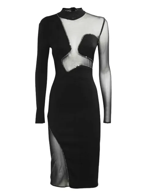 John Richmond mesh-insert embellished party dress Black RWP23029VESV