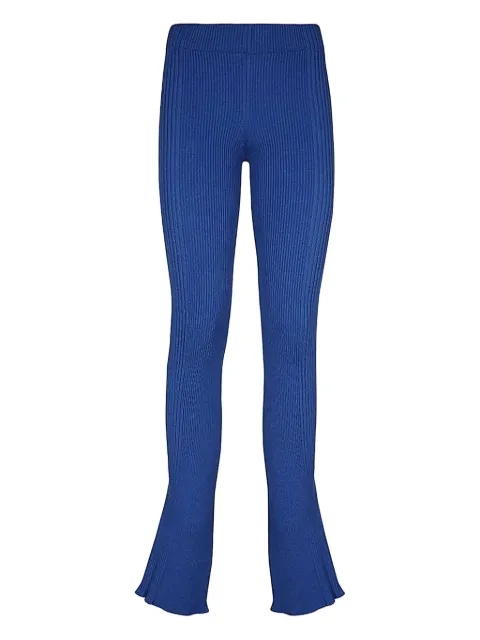 BARROW ribbed-texture flared trousers Blue F3BWWOPA036