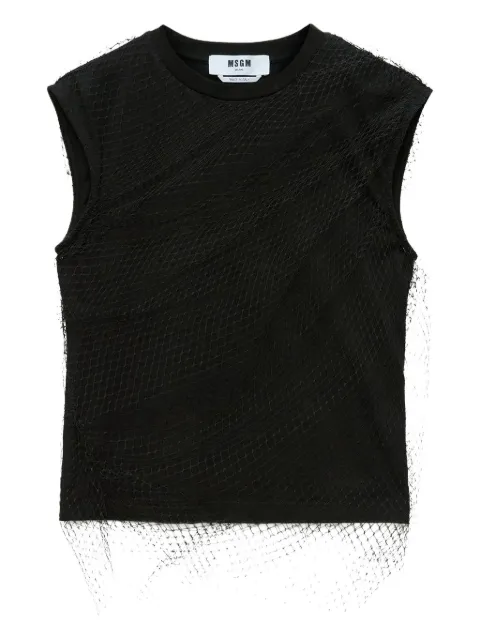 MSGM mesh-overlay tank top Black 3941MDT71257798