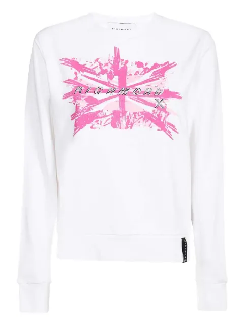 John Richmond union-jack embellished long-sleeved sweatshirt White UWP23010FES0