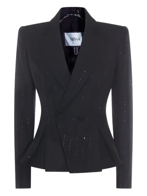 NISSA double-breasted pinstripe jacket Black SS1349BLACK