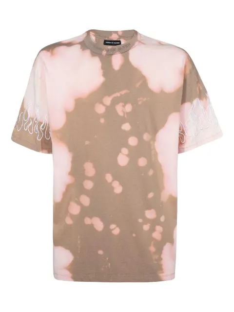 Vision Of Super flame-embroidered bleached T-shirt Brown VS00583