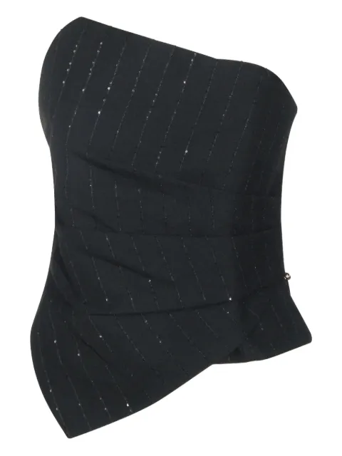 NISSA sequinmed striped top Black TOPS1349BLACK