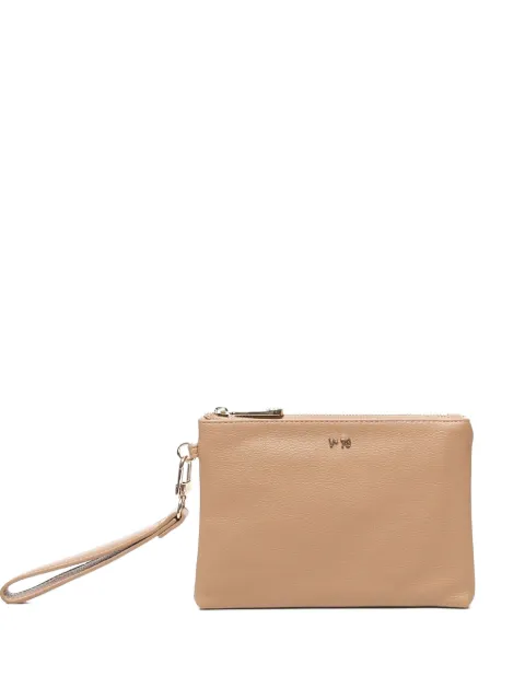 V°73 logo-lettering clutch bag Neutrals 73BE9D1529KEIRABEIGE