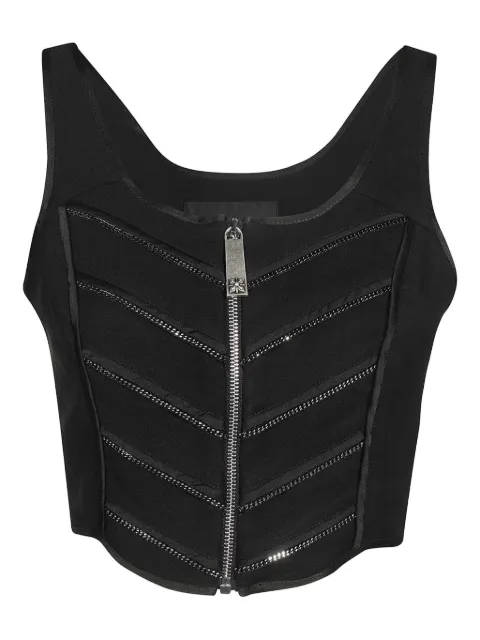 John Richmond zip-fastening chain-embellished top Black RWP23077TO3S