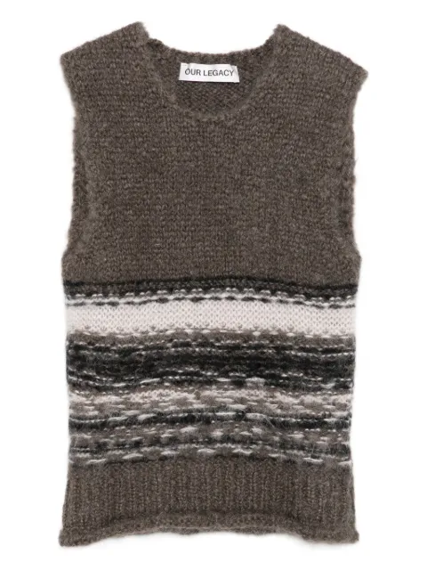 OUR LEGACY striped fair-isle top Brown W4253PB
