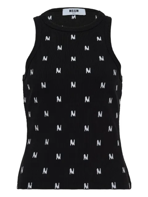 MSGM ribbed logo-embroidered tank top Black 3941MDT73SE25757599