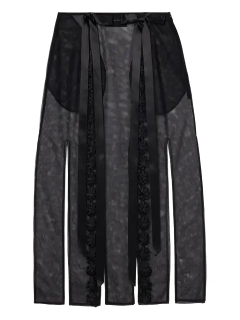Simone Rocha ribbon-embellished slit midi skirt Black 31671276RIBBONTULLEBLACK