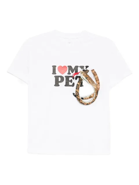 Doublet snake-appliqué graphic-print T-shirt White 25AW37CS39900WHITE