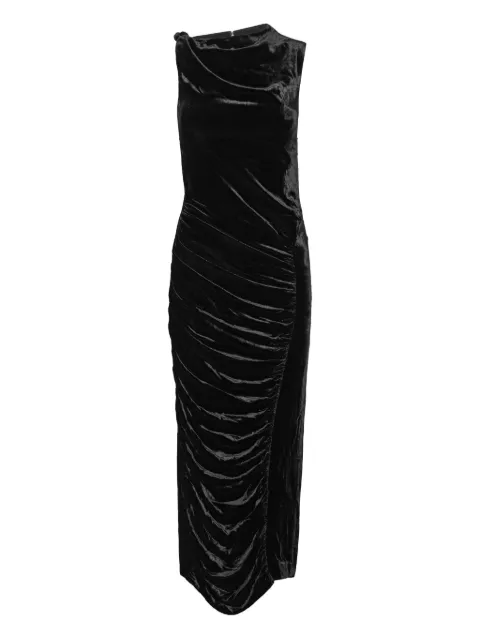 ROTATE BIRGER CHRISTENSEN velvet-ruched midi dress Black 115007100