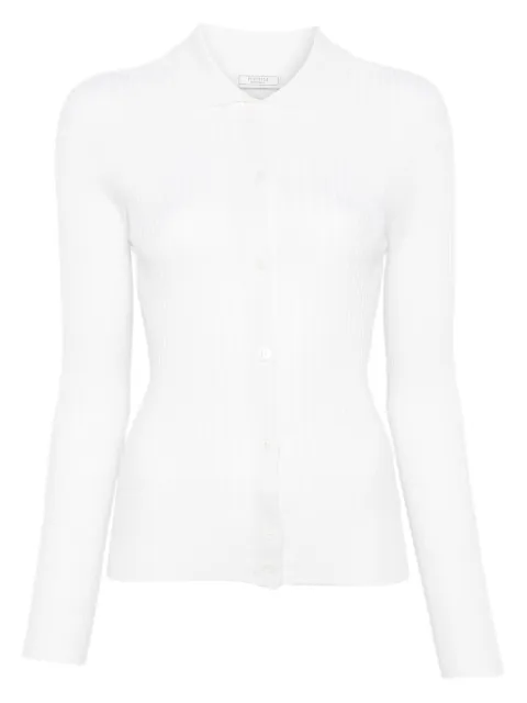 Peserico ribbed collared top White A99364F1809282003
