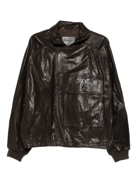 Emporio Armani patch-pocket leather jacket Brown EM004280AF21246