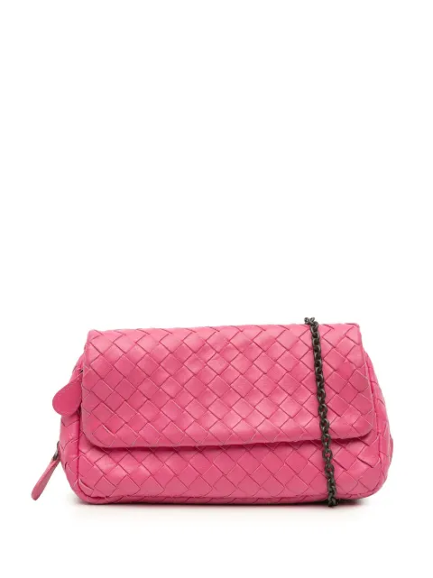 Bottega Veneta Pre-Owned 2012-2025 Mini Nappa Intrecciato Expandable Chain Flap crossbody bag Pink CQN9G5HAPZTE17UW