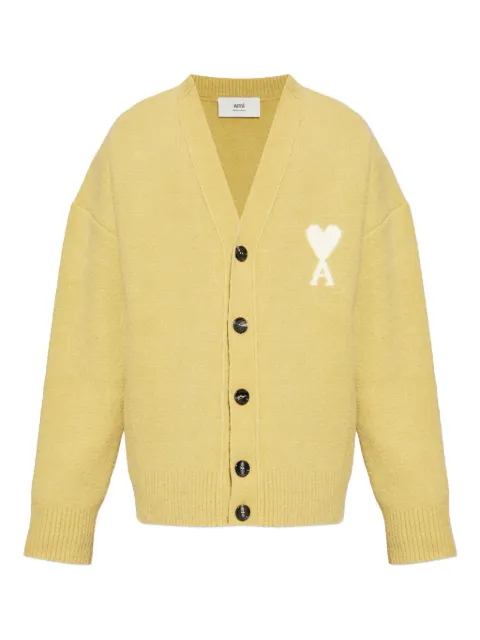 AMI Paris Ami De Coeur logo cardigan Yellow UKC365KN0135
