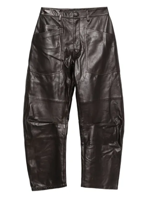 Nili Lotan Shon leather barrel-leg trousers Brown 12826L174