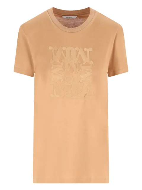 Max Mara logo-embroidered cotton T-shirt Neutrals 2521946032600