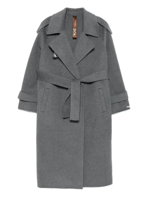 Glox belted long-sleeve coat Grey JJ209
