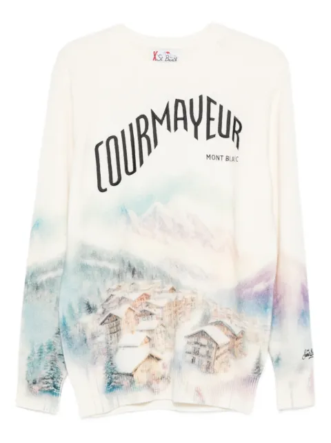 MC2 Saint Barth Heron print courmayeur graphic sweater White HER0022