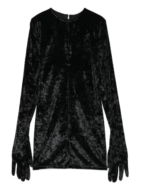 CHB CHRISTIAN BOARO velvet long-sleeve gloves dress Black DR24VC01RTWA25