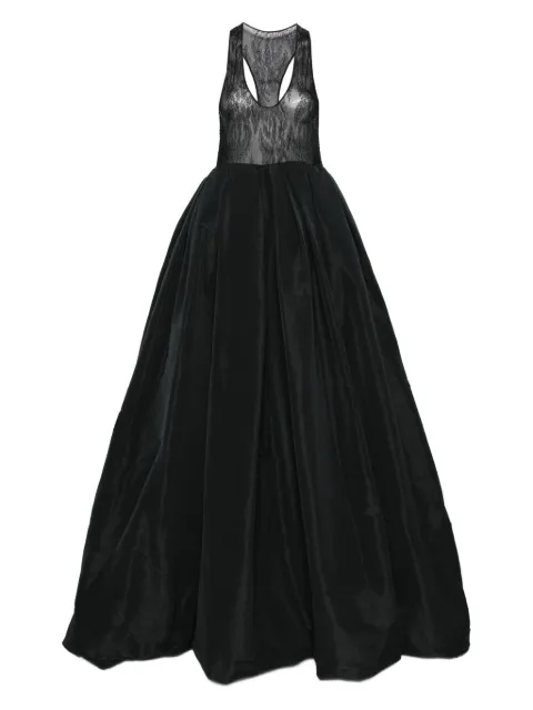 CHB CHRISTIAN BOARO lace-insert pleated gown Black DR59FL01RTWA25