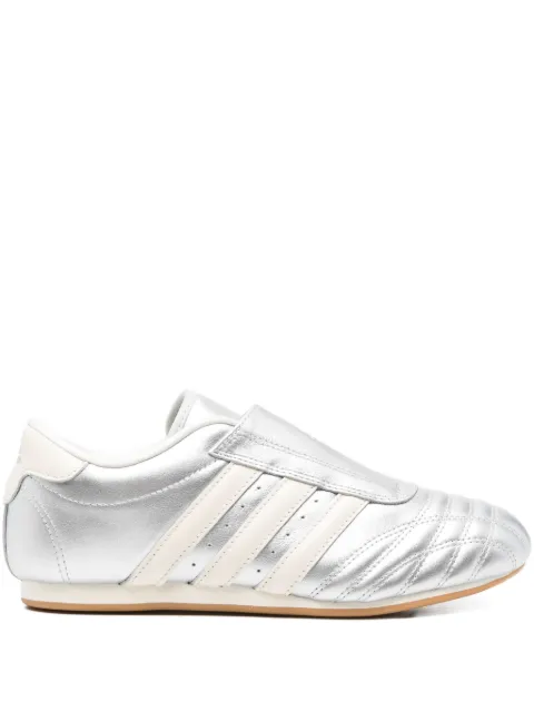 adidas three-stripe metallic-leather sneakers Silver JS4023