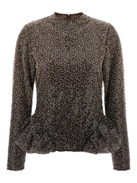 ROTATE BIRGER CHRISTENSEN peplum-detail top Brown 11465030733073