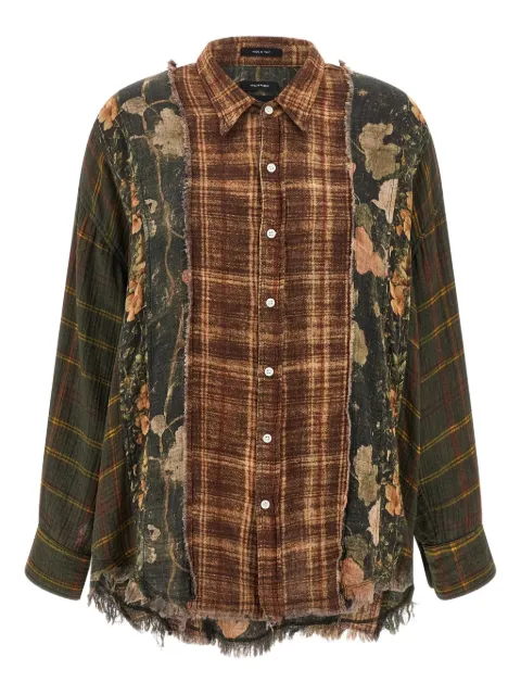 R13 checked frayed shirt Brown R13WR538R651B