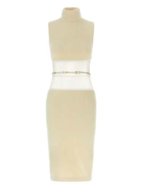 Elisabetta Franchi turtleneck midi dress White AM37T57E2