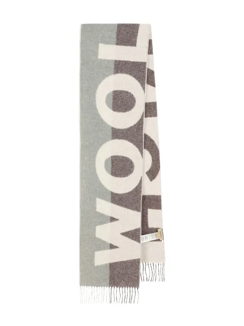 Woolrich logo fringed scarf Brown CFWWAC2010FRUT5143