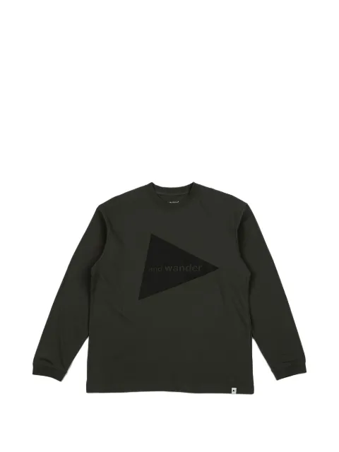 and Wander logo-print long-sleeves T-shirt Green 5744284170