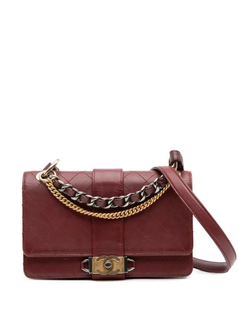 CHANEL Pre-Owned 2018 CC Stitched Calfskin Chain Flap satchel Red 180I8N88R4J19D29