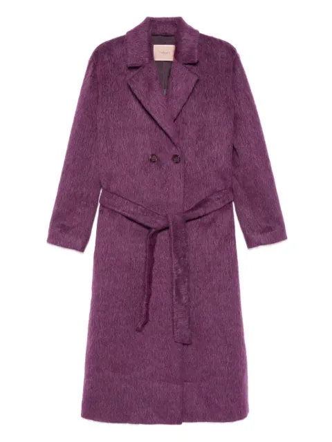 TWINSET belted double-breasted coat Purple 252TT2221