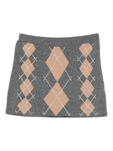 Retrofete Cecilie argyle-pattern embellished mini skirt Grey RFW251188216