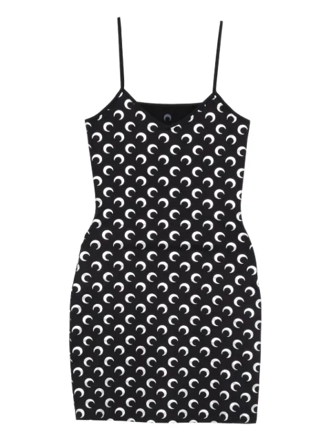 Marine Serre moon foil printed jersey straps mini dress Black WDR485ACJER0111